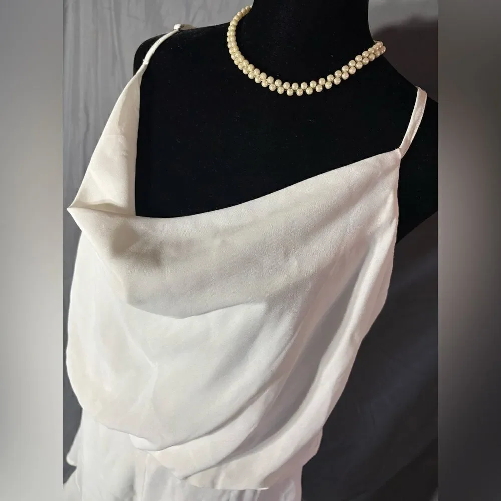 L New She + Sky Spaghetti Strap Cowl Neck Romper NWT Size Large